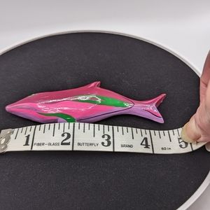 Hand painted wooden fish brooch- J004